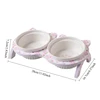 3pcs/set (1pc rack + 2pcs bowl) Non-Slip Ceramic Double Pet Food Bowl for Cats and Dogs - Prevents Spills and Slips 5