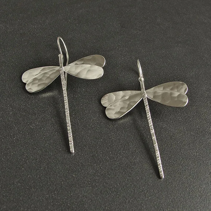 Women Girl Fashion Dragonfly Long Hook Earrings Simple Cool Jewelry Gold Silver Color Metal Wings Animal Earrings long earrings animal earrings