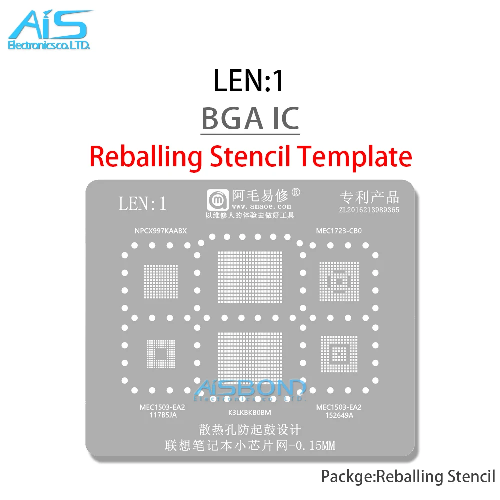 Bga Reballing Stencil para Lenovo Xiaoxin Air Pro Npcx997kaabx K3lkbkb0bm Mec1503 Mec1503-ea2 Mec1723 Mec1723-cb0 Tin Amaoe 1