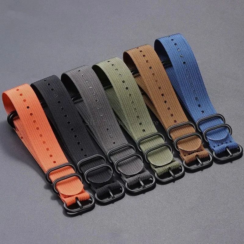 Nylon Braided Watch Bands with 5-Ring Buckle - Woven Canvas Strap Replacement