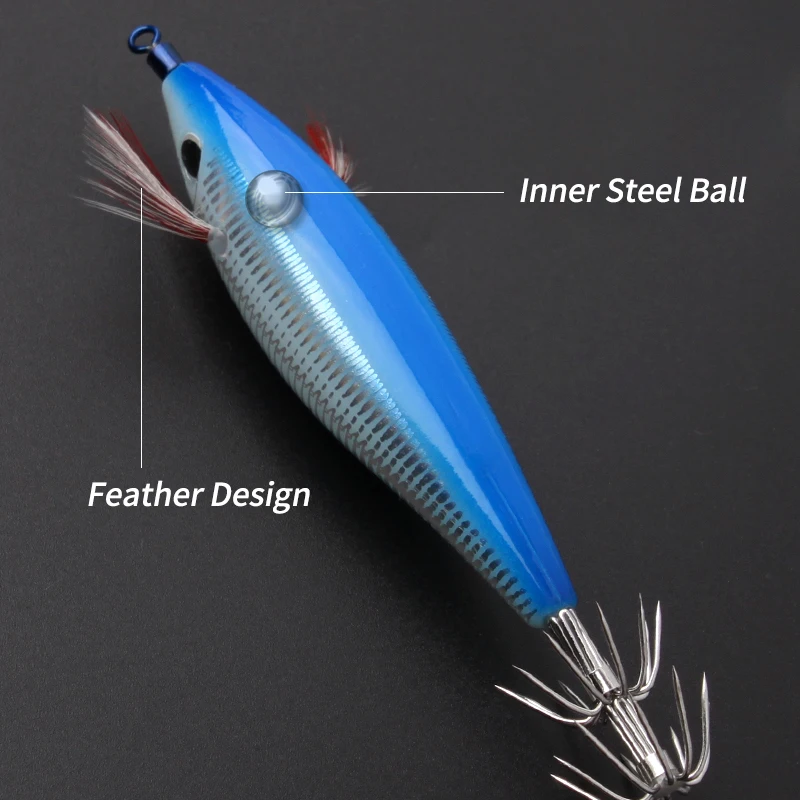 Kawa New Fishing Squid Hook Wood Shrimp 109g 100mm Eging Fishing Squid Lure Artificial Bait For Fishing Squid Octopus Hard Baits