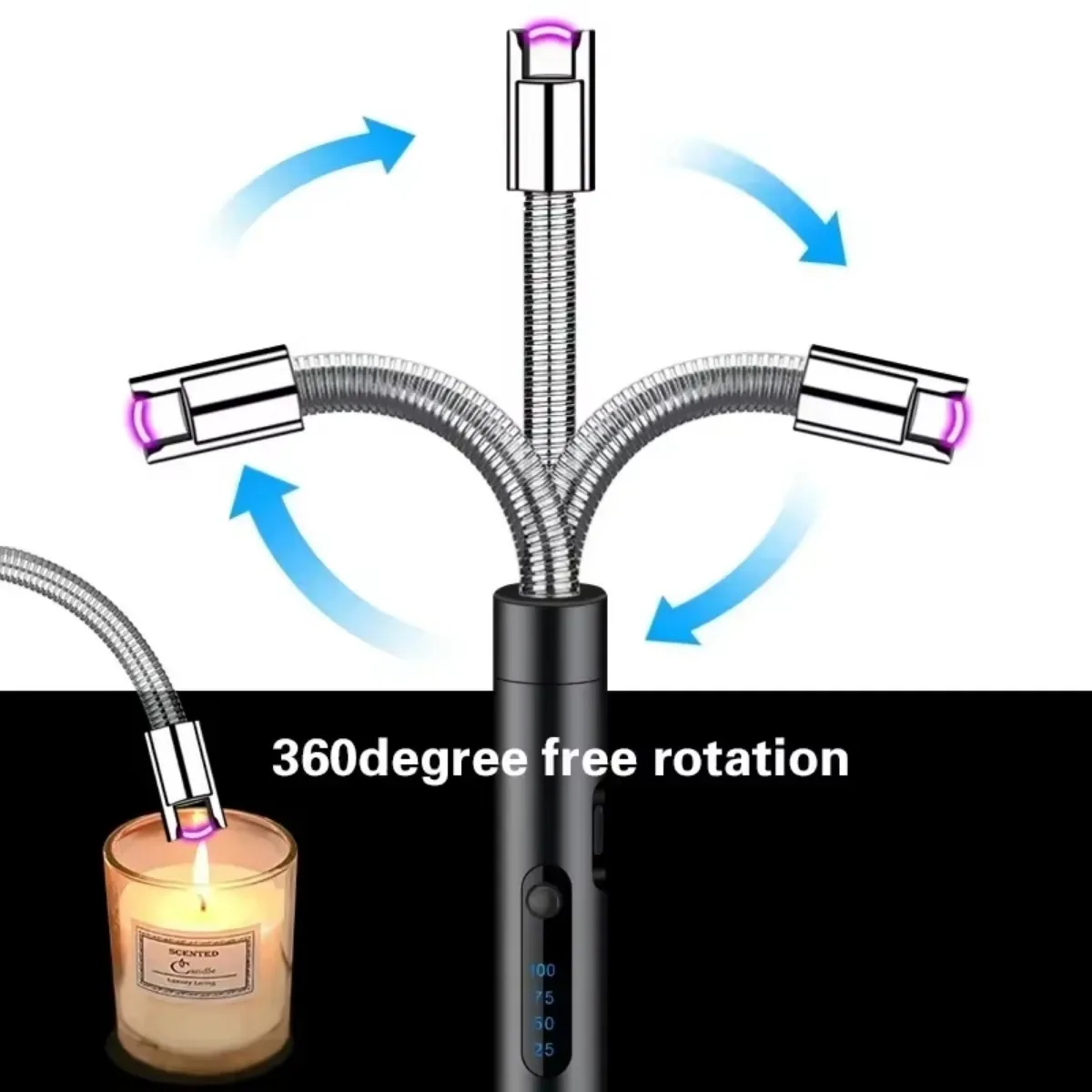Electronic Lighter USB Rechargeable Kitchen Electric Arc Ignition Gun Windproof Flameless Plasma Lighters Replaceable Battery