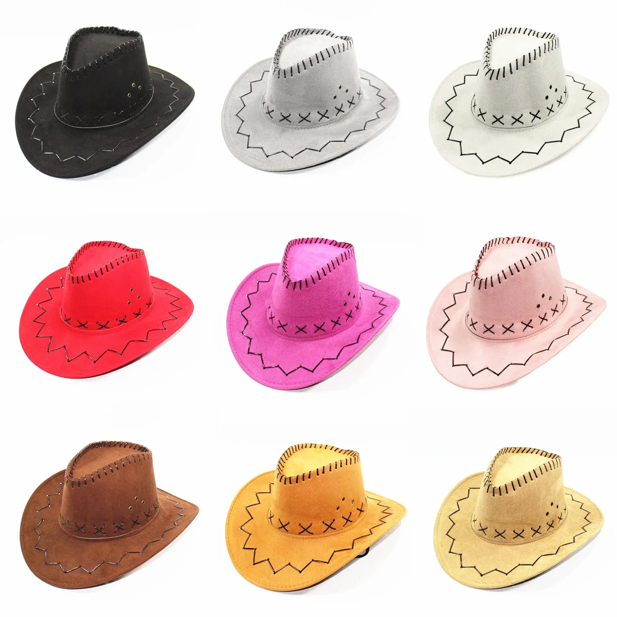 Western cowboy hat knight hat men and women sun big edge outdoor performance pink cowboy big brim tourist sun outdoor hiking hat