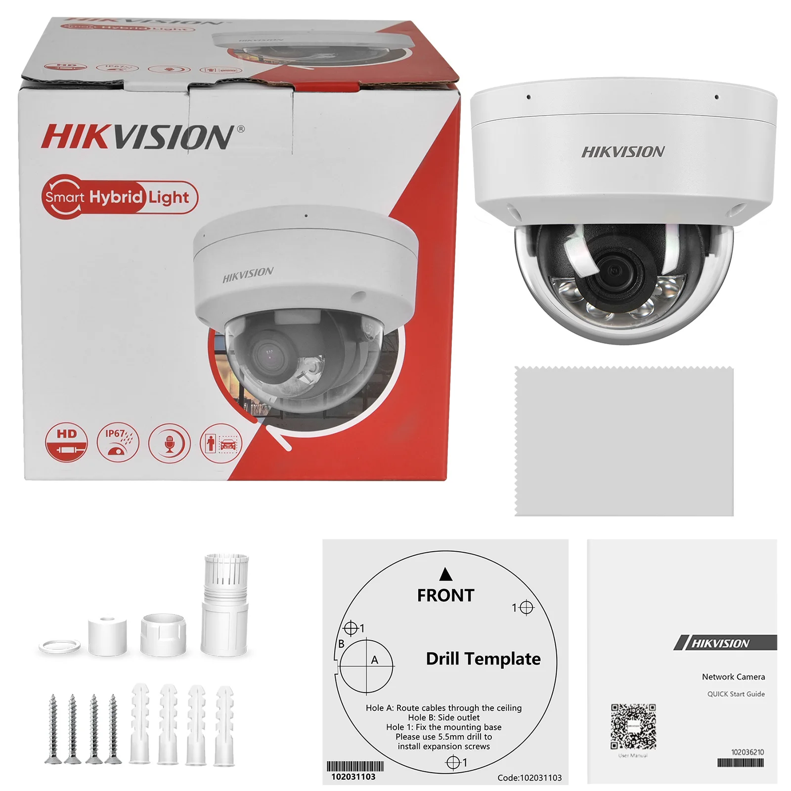 Telecamera IP Hikvision Da 8 MP DS-2CD1183G2-LIUF POE Microfono Incorporato 4K Smart Hybrid Light Slot Per Scheda SD A Doppia Luce Telecamera Di Rete IR Dome - Foto 8