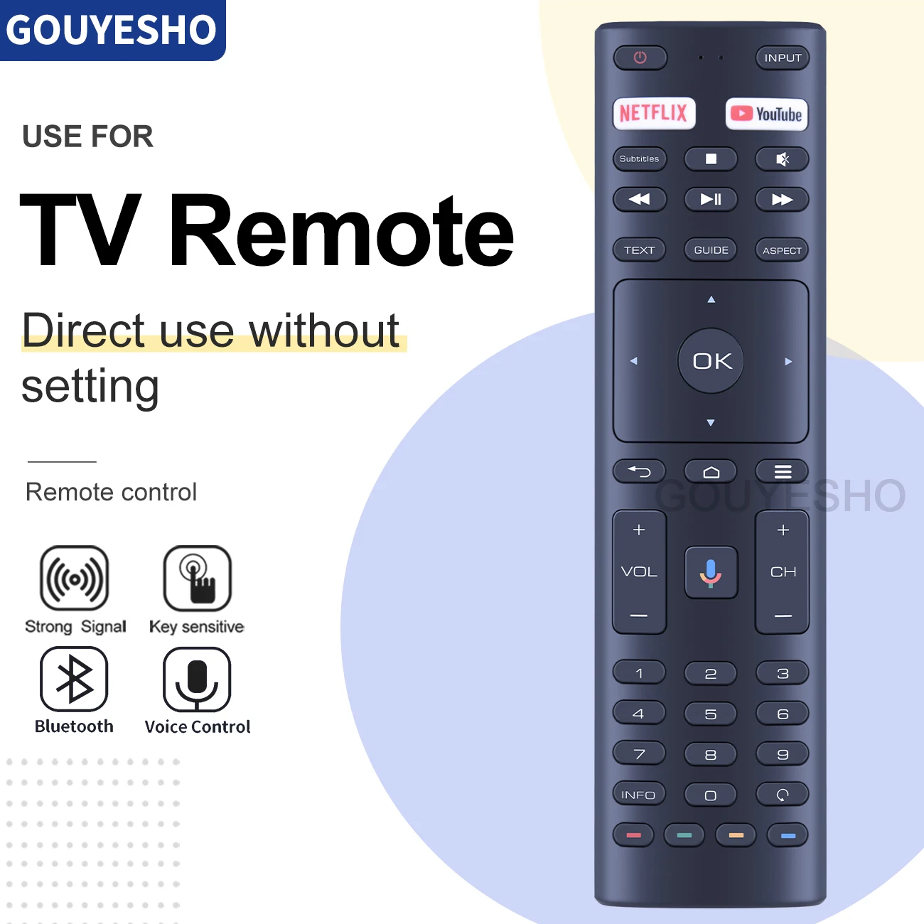 

New Voice Remote Control KT1942-HG for tesla sanshui konka JVC strong RM-C3404 Smart TV