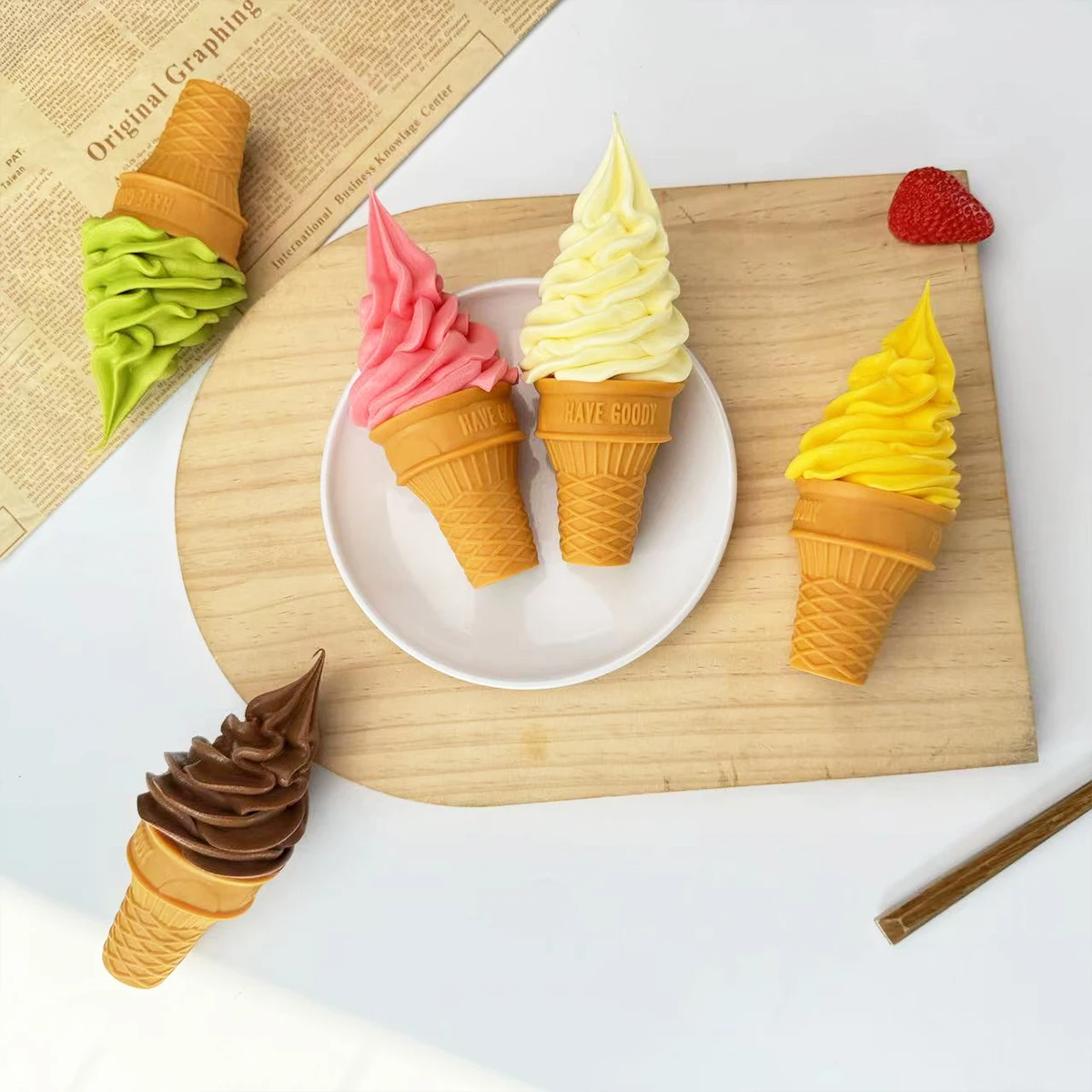 Artificial Ice Cream Cone Model for Food Photography Props and Home Decor