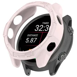 Soft TPU Anti - Scratch Protective Watch Case Cover - 47mm/42mm Shell Frame Bumper Protector Accessory - Forerunner 570 42mm (Pink)