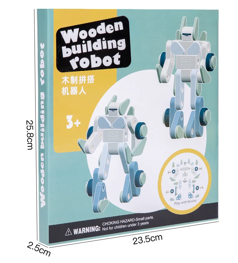 

Wooden robot deformation building block assembly educational toy boy infant kindergarten 3 to 6 years old puzzle