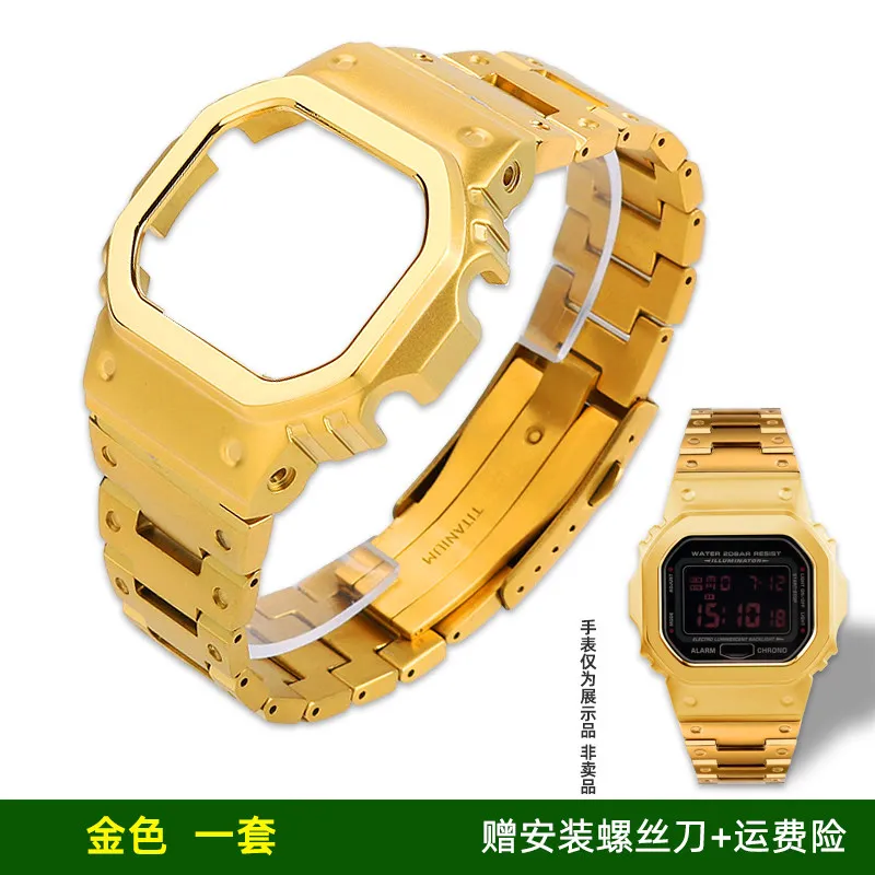 Enhanced Titanium Alloy Metal Case Mod Kit with Stainless Steel Bezel and Watchband + Tool