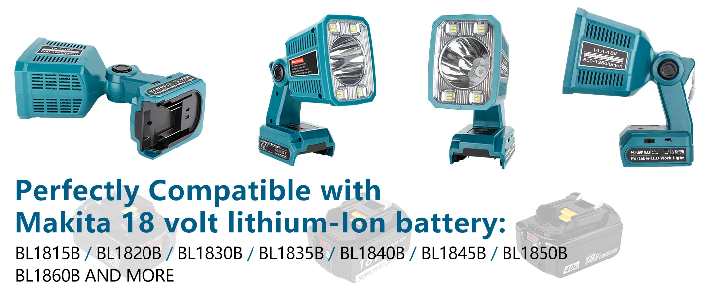 LED Flashlight for Makita 18v LXT Battery 18W Work Light Battery Lamp FloodLight