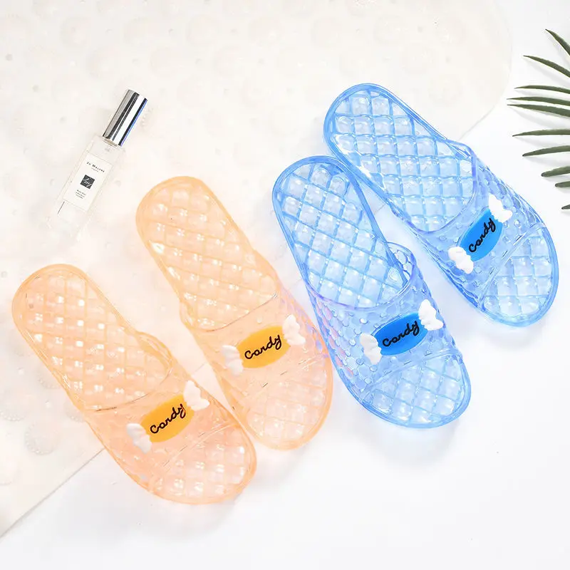 Women's Summer Slippers Crystal Bathroom Home Interior Jelly Plastic Non-slip Lady Transparent Zapatos Para Mujer