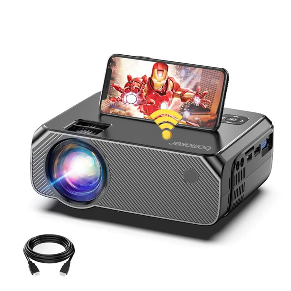 BOMAKER LED Projector Android 10.0 WIFI Full HD 1080P Supported 300 inch Big Screen Projector Home Theater Smart Video Beamer art projector Projectors