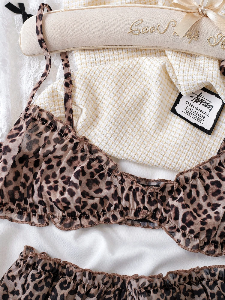 Street Leopard Print Camisole Underwear Tank Top Sexy Hottie Style Lingerie Set Bra Women Bralette