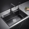 Black Nano Kitchen Sinks Bathroom Sink Stainless Steel Single-slot Undercounter Basin Washbasin Modern Home Kitchen Accessories 1