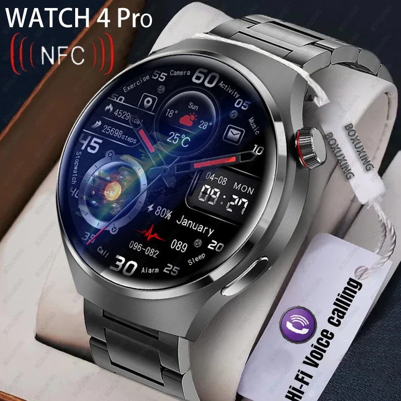 남성용 GPS 스마트 워치, 화웨이 GT4 프로 360*360 HD 풀 스크린 터치 블루투스 통화, NFC IP68 방수 혈당 스마트워치, 신제품