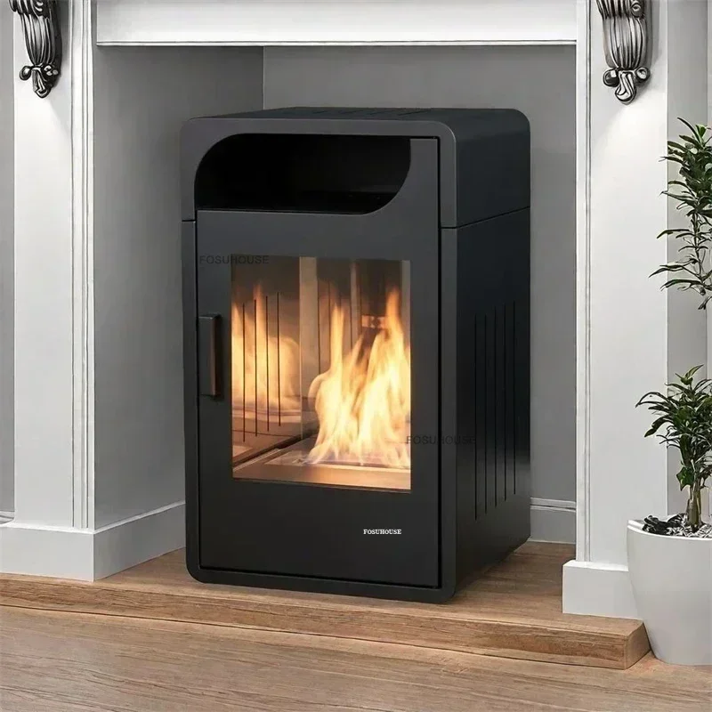 เตาผิงไฟจริงสไตล์ยุโรปสำหรับฤดูหนาว ตู้เตาผิงเหล็กศิลป์สำหรับห้องนั่งเล่น เตาทำความร้อนดีไซน์เนอร์สำหรับตกแต่งบ้าน 1