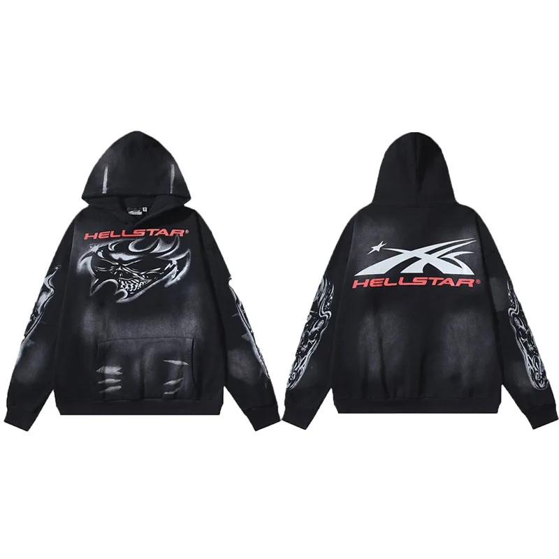 2025 Spring New Autumn/Winter Wash Water Printed High Quality looped Cotton Hoodie Set for Men and Women 4