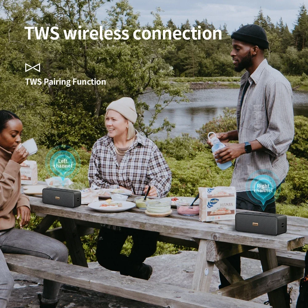 MLOVE Waterproof Bluetooth Speaker-TWS Wireless Deep Bass Bluetooth V5.3 AUX Input 23H Playtime IPX7 Waterproof