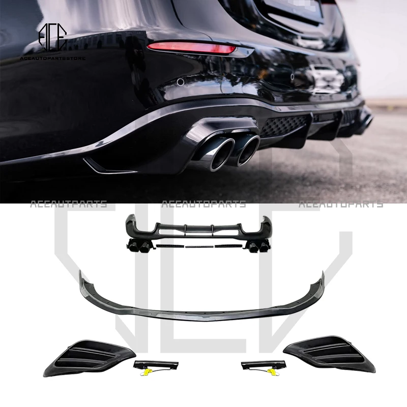 

For Mercedes Bens S Class W223 Bodykit B Style Carbon Fiber Front Lip Rear Diffuser with Exhaust Tips