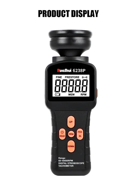 DT2239B Digital Stroboscope Tachometer | 60-19999 RPM Handheld Photoelectric Flash Tachometer For Non-Contact Speed Measurement
