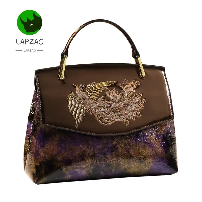 

Lapzag Trendy Purple Blue Kelly Bag 2024 National Shoulder bag embroidery peacock handbag Crossbody messenger bags for Female