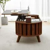Wood Top Coffee Table with Hidden Storage,47.24" Oval Lift Table Top Curved Profile Design Low Tea Table for Living Room, Office 5
