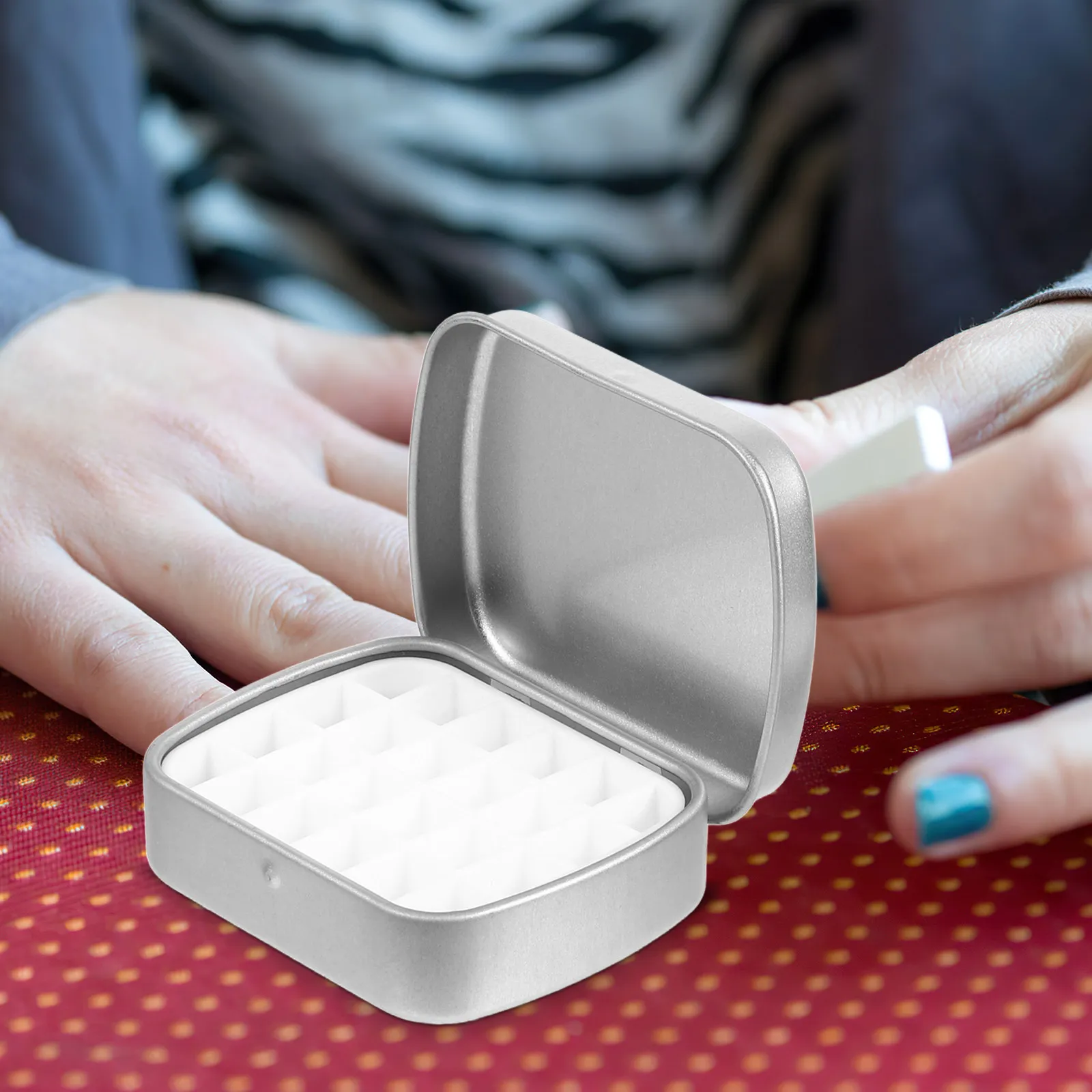 2Pcs 휴대용 수채화 팔레트 상자 빈 페인트 보관 케이스 24 칸 여행 야외 스케치 수채화 팔레트 상자