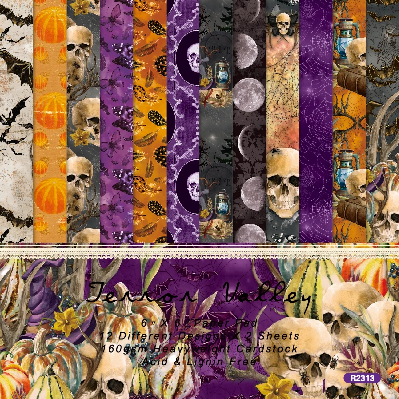 12/24 sheets 6"X6" Vintage Halloween Scrapbook paper Scrapbooking