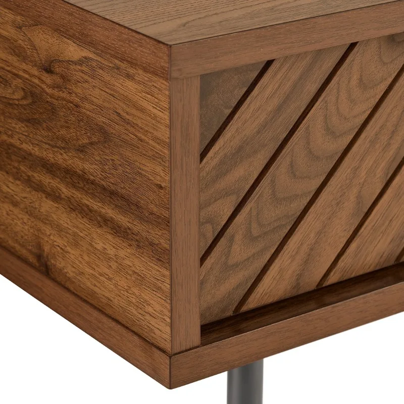 Wyatt Geo Modern Rectangular Wood Coffee Table with Storage, Walnut Brown 5