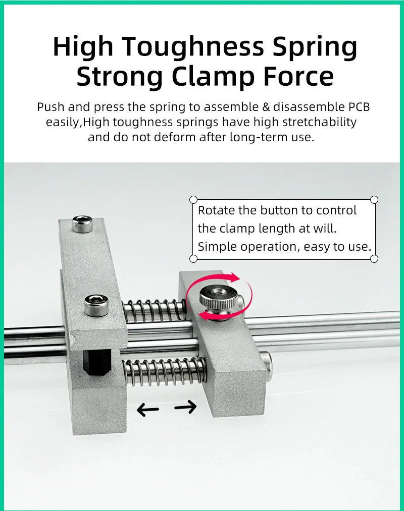 Description Picture 6 of itemSEQURE PSF18 Metal Welding Clamps for Clamping and Fixing PCB Board Welding Auxiliary Tool with Adjustable Clamp Size of 0-180mm