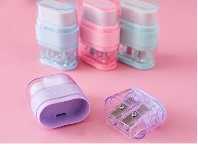 Pencil Sharpeners Mini Transparent Pencil Sharpener School Supplies Candy  Color Pencil Planer