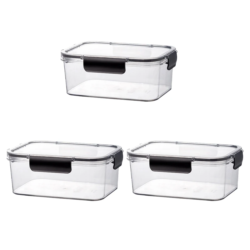 

3Pcs Refrigerator Food-Grade Fresh-Keeping Box Freeze Food Sealed Box With Lid Suitable For Vegetables And Meat