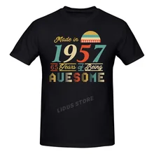 

2022 New Design Made In 1957 T-shirts 65 Years Of Being Awesome 65th Birthday T Shirt Gift Tshirt Cotton Tees Streetwear Unisex