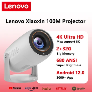 Proiettore portatile Lenovo 4K 100M Android 12 WIFI 6 TOF No-Sense Messa a fuoco automatica Videocamera Full HD per esterni Proiettori Home Theater