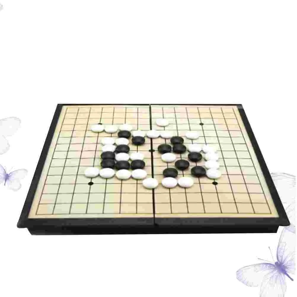 1 Set Foldable Funny Magnetic Reversal Chess Black White Gobang Plastic Folding for Kids Adults