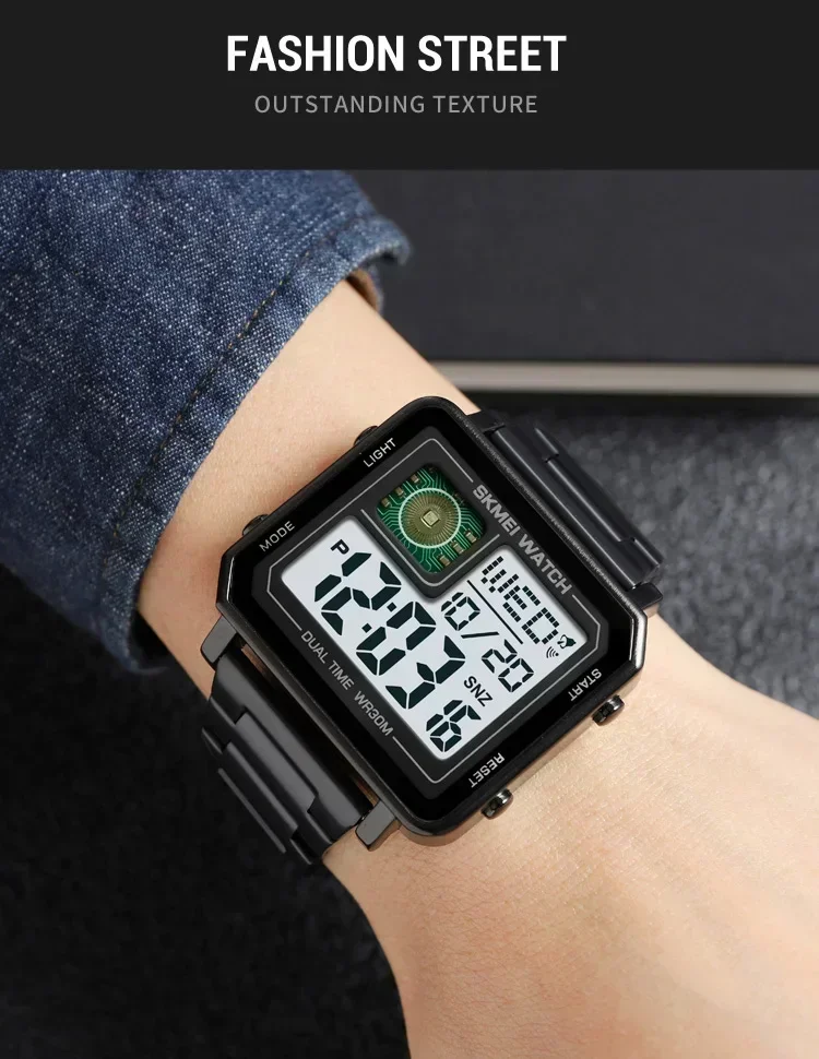 SKMEI 2033 الفولاذ المقاوم للصدأ ساعة رقمية إضاءة...