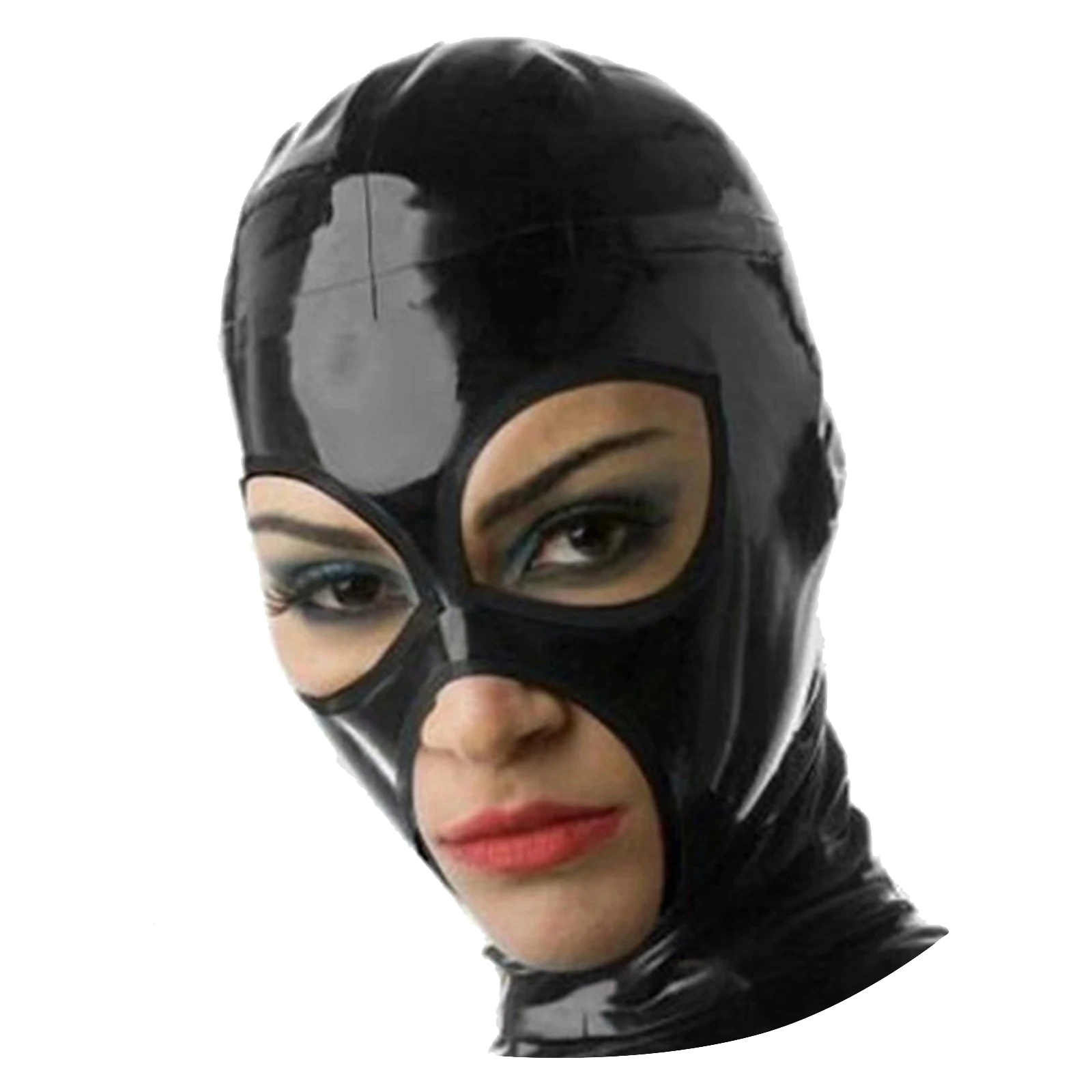 Mens Womens Latex Hood Mask Cosplay Outfit Glossy Rubber Open Eyes Mouth  Headgear Full Face Mask Hood for Couple Games Nightclub - AliExpress