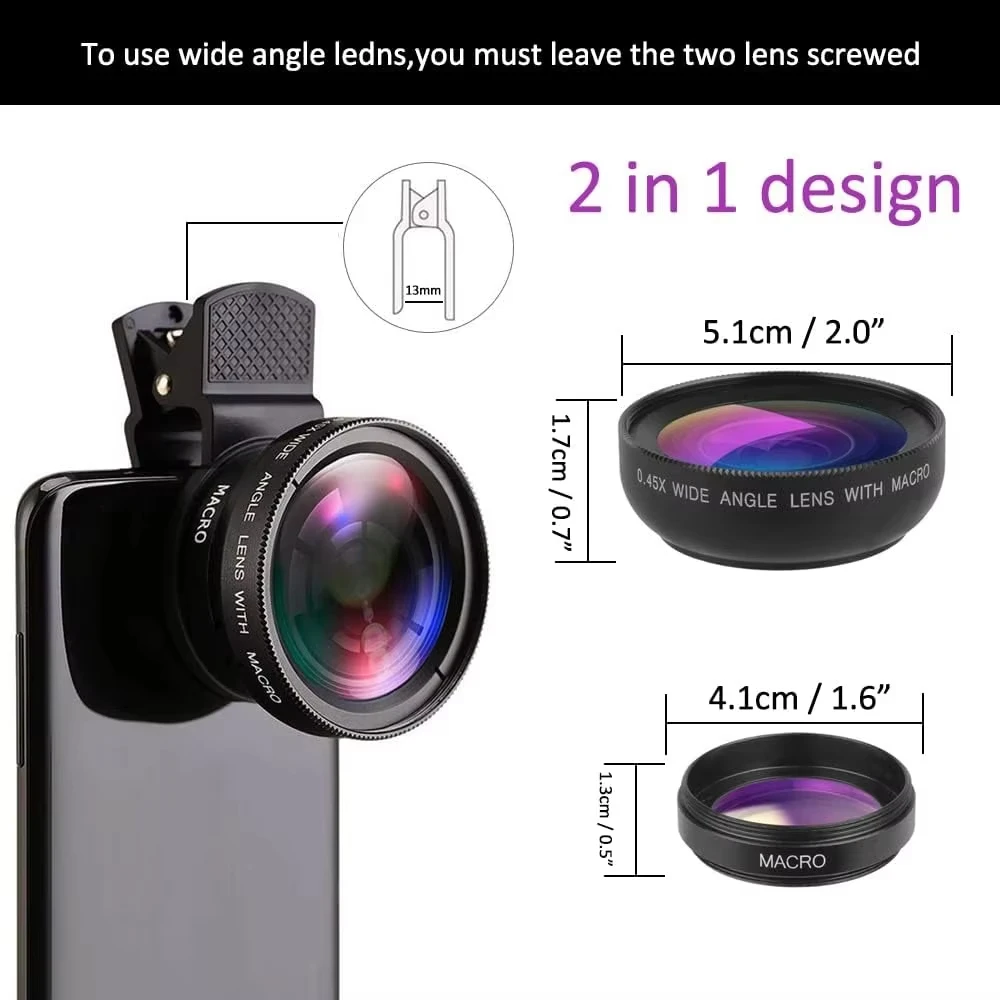 Universal HD Camera Lens Kit with Wide Angle & Macro Capabilities