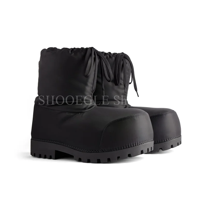 Men's Big Toe Shoes Design Lace-up Snow Boot High-top Thick Winter
