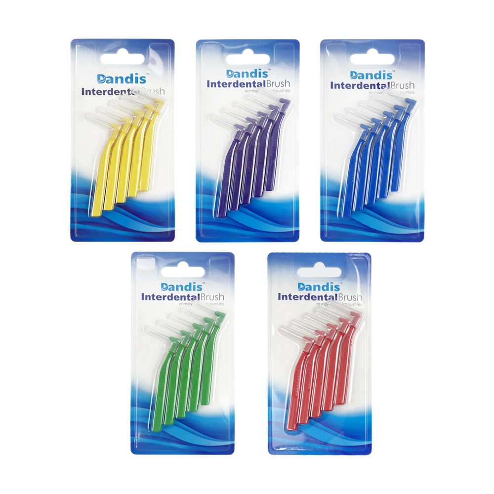 치과 교정 치과를위한 5pcs 치간 칫솔 치아 사이 청소 먼지 커버가있는 부드러운 미니 브러시 이쑤시개 칫솔