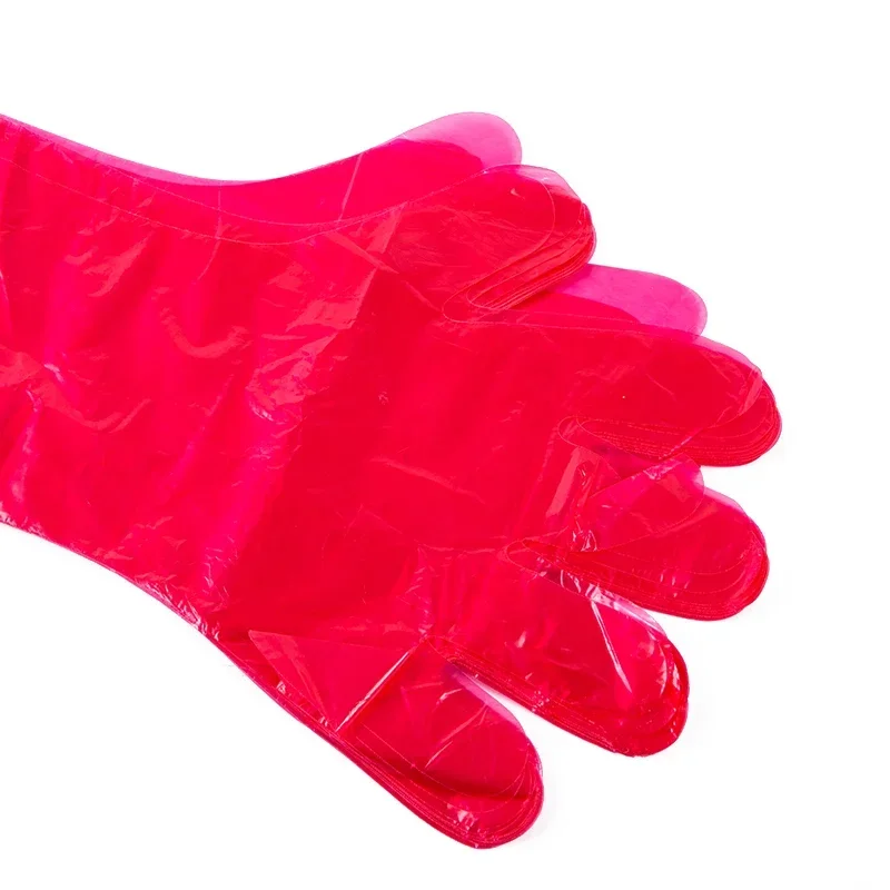 50Pcs Pet Examination Artificial Insemination Breeding Gloves Disposable Soft PE Long Arm Glove Pigs Cattle Sheep Vet Supplies