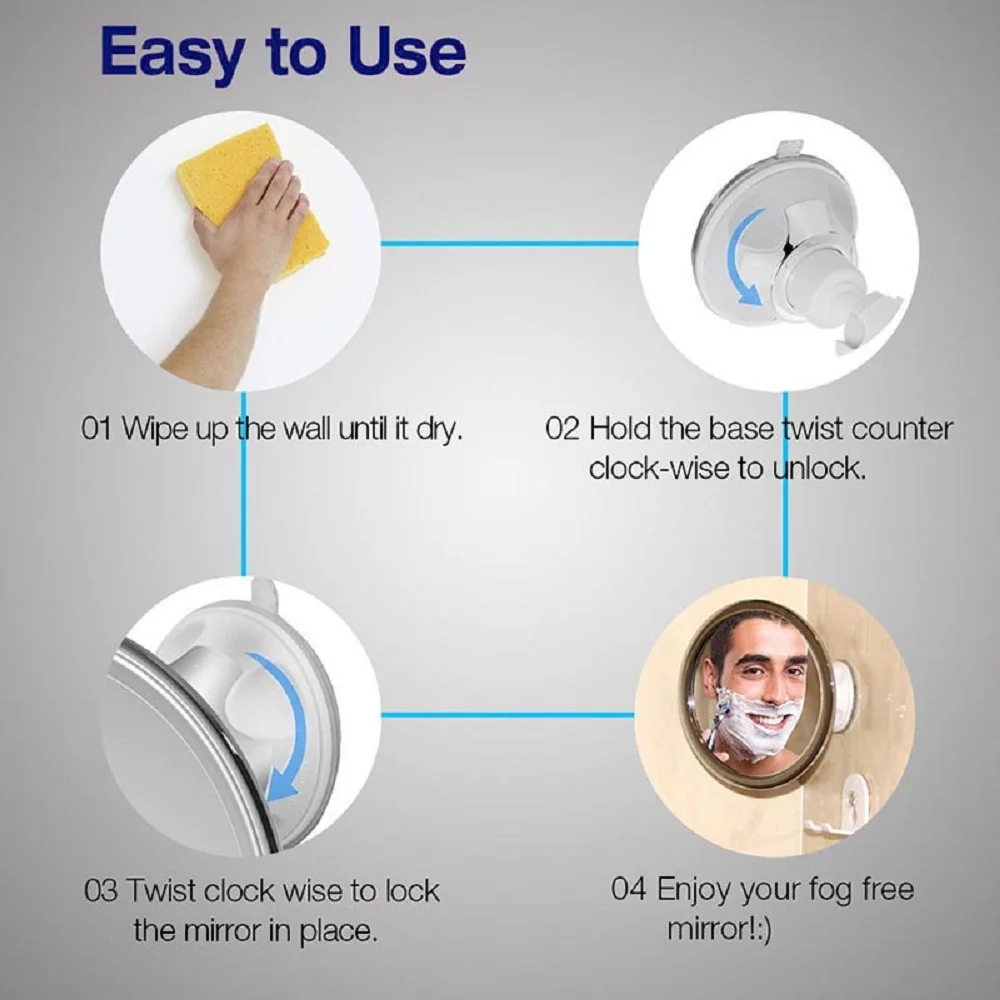 Anti fog magnifying mirror showing round shape and modern style.
