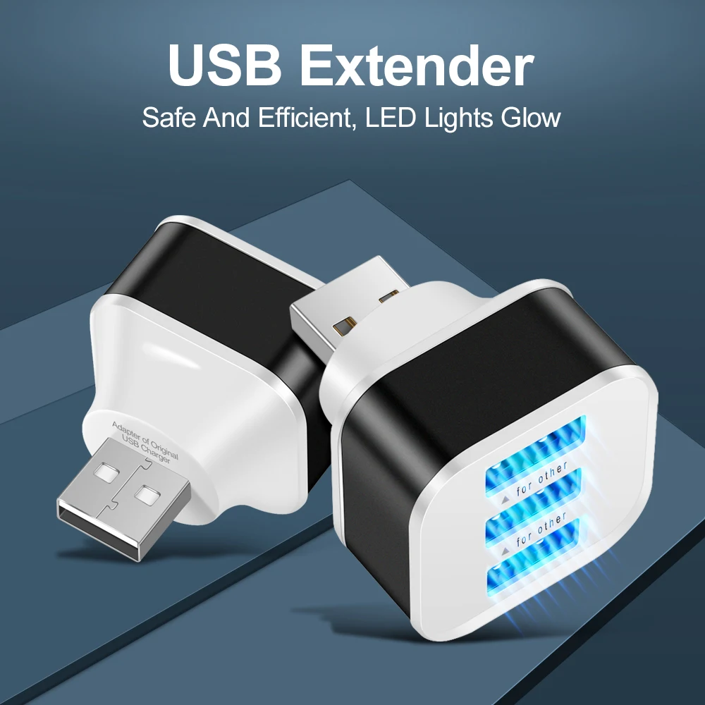 3 Port USB Slots Adaptor USB 3 in 1 Multple Interface Extender Auto Electronics Accessories Tablet Laptop Charger Adapter