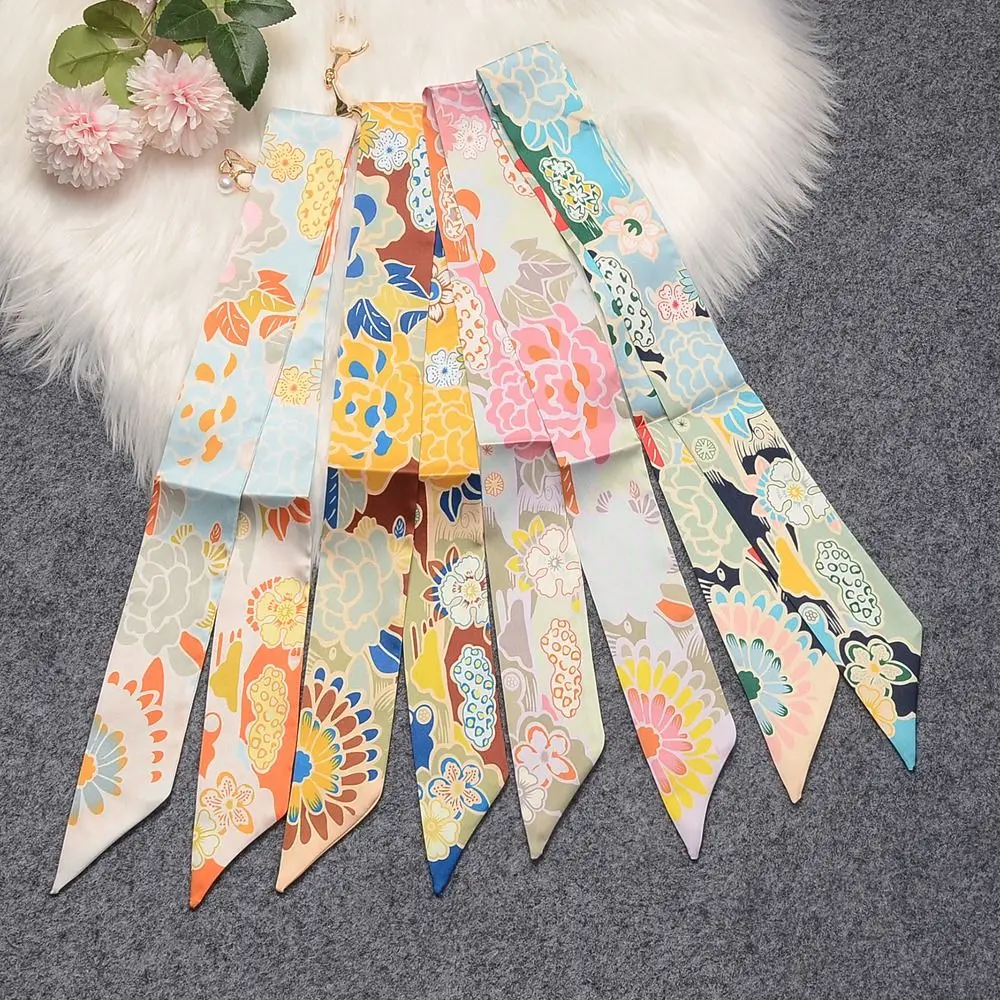 

Accessories Sweet Neck Scarf Leaf Floral Korean Style Scarves Flower Printed Scarf Hair Band Satin Silk Scarf Women Hair Ribbon