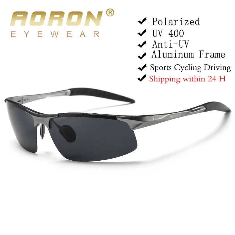 AORON – lunettes de soleil polarisées pour hommes, monture en aluminium et magnésium, lunettes de Sport rétro pour conducteur, lunettes de soleil UV400 Anti-éblouissement