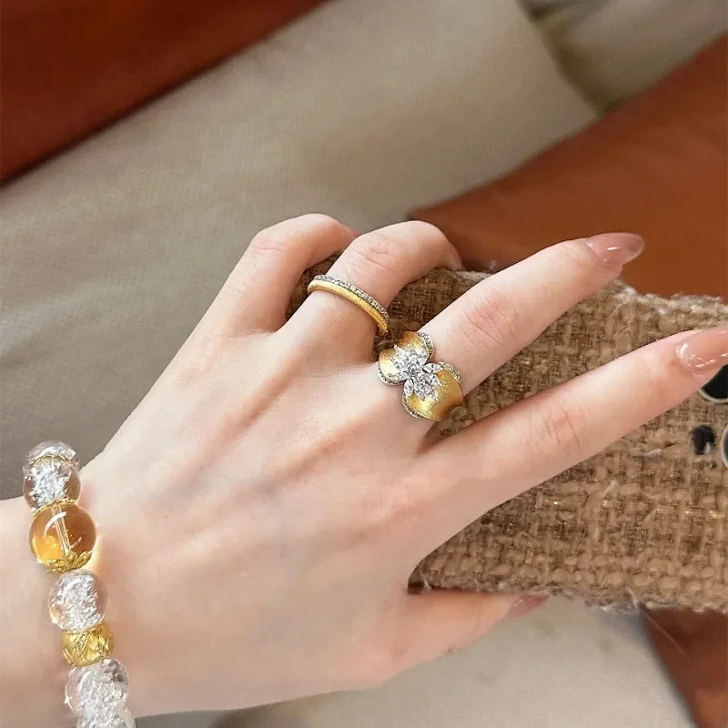 خواتم فراشة كريستالية كلاسيكية للنساء ،