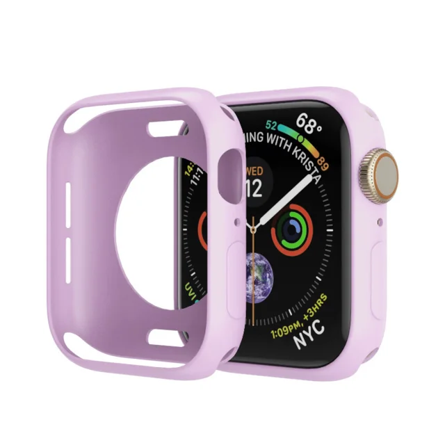 Candy Soft Silicone Case for Apple Watch 3 2 1 42MM 38MM Cover Protection Shell for iWatch 4 5 6 SE 44MM 40MM Watch Bumper black 17 Lavender