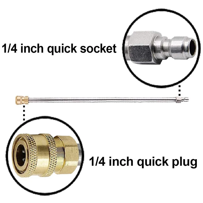 Pressure Washer Extension Rod, 17-Inch Stainless Steel 1/4 Inch Quick-Connect Electric Washer Nozzle, 2 Pieces