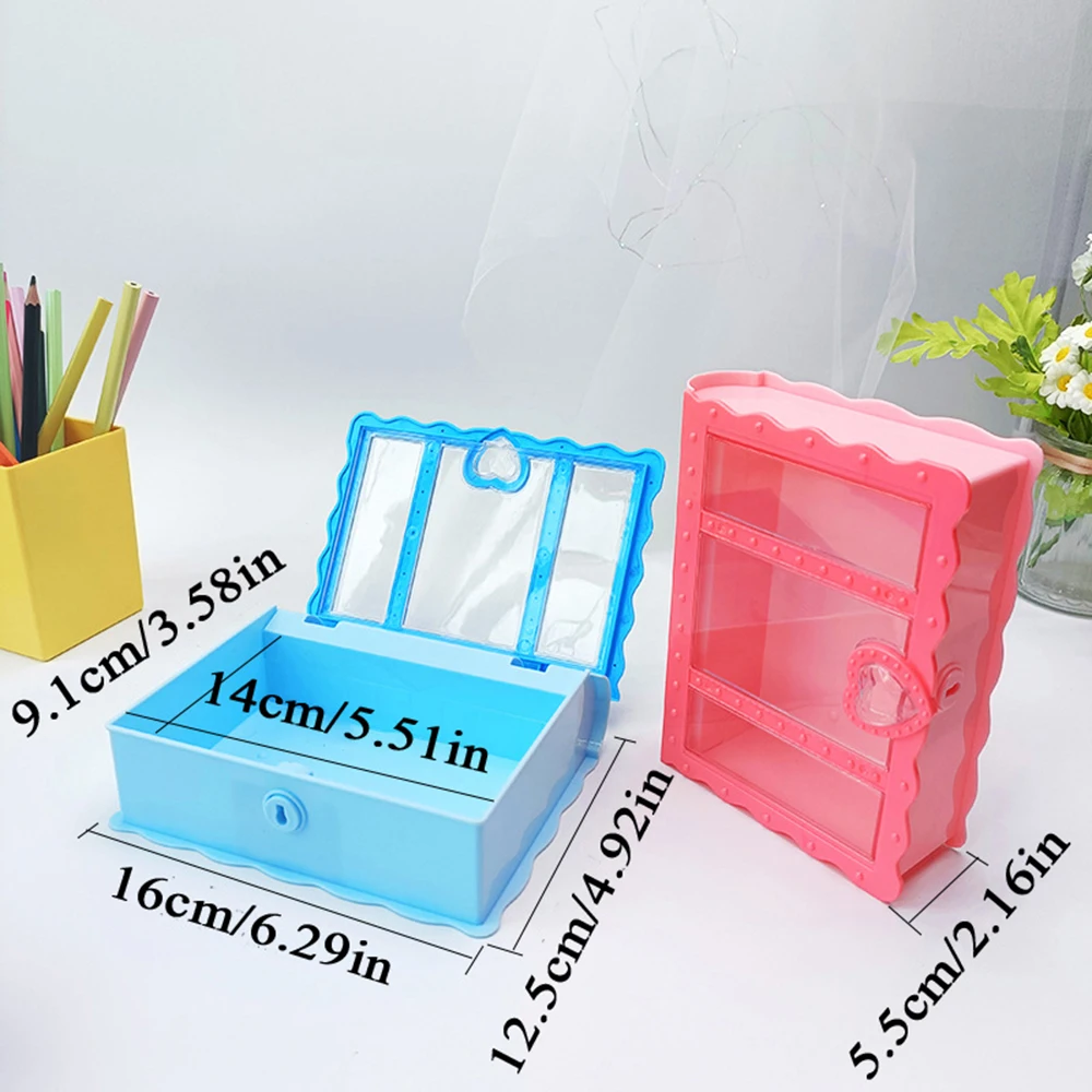Stationery Organizer Stationery Storage Box Large Space Organizer Book Shaped Jewelry Case With Lock Earring Ring Storage Box