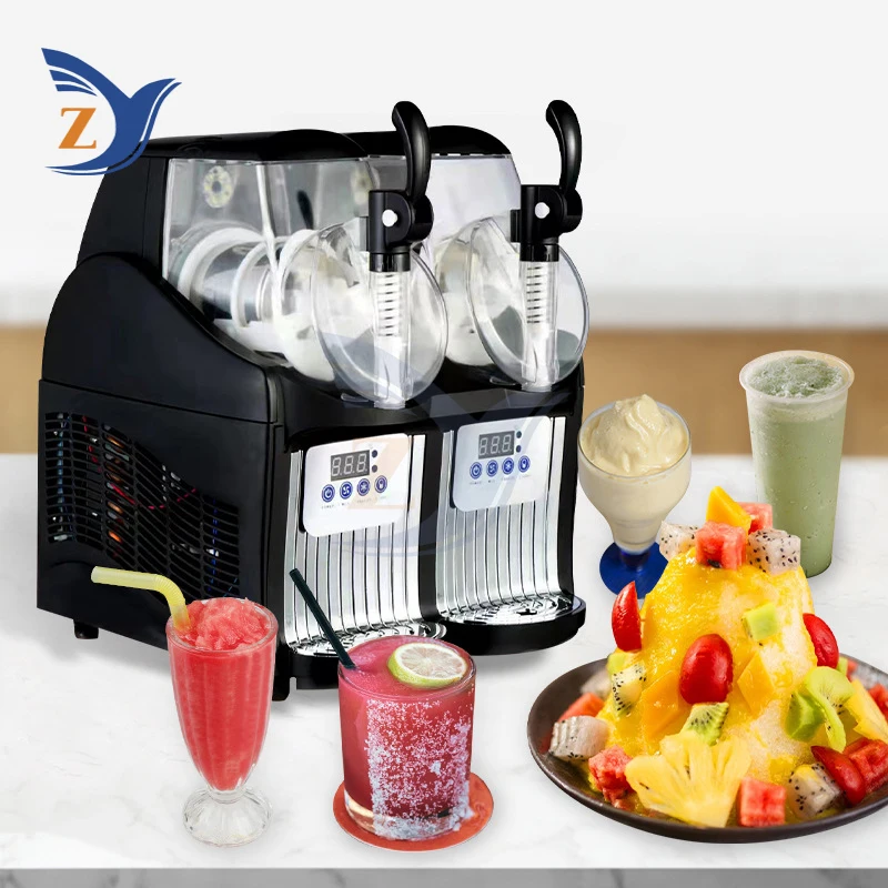 Slush Cold Drink Snow Melt Machine Double Cylinder Commercial Pellet Juice Beverage Automatic Mixing Smoothie Milk Tea Smoothie 2